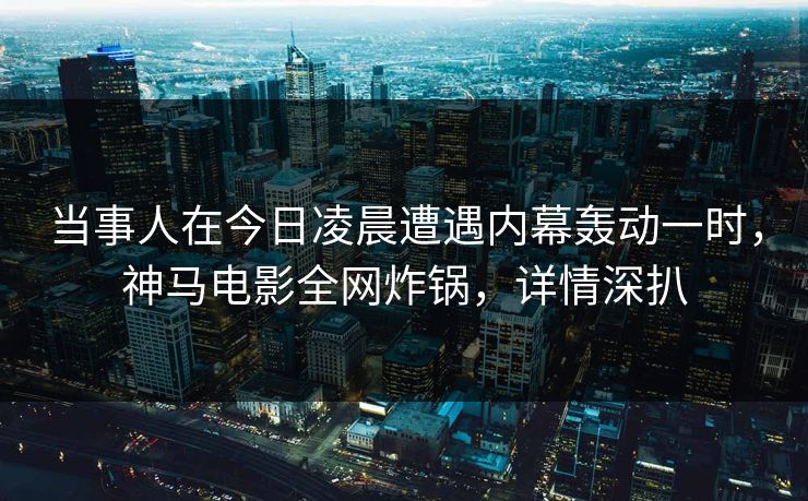 当事人在今日凌晨遭遇内幕轰动一时，神马电影全网炸锅，详情深扒